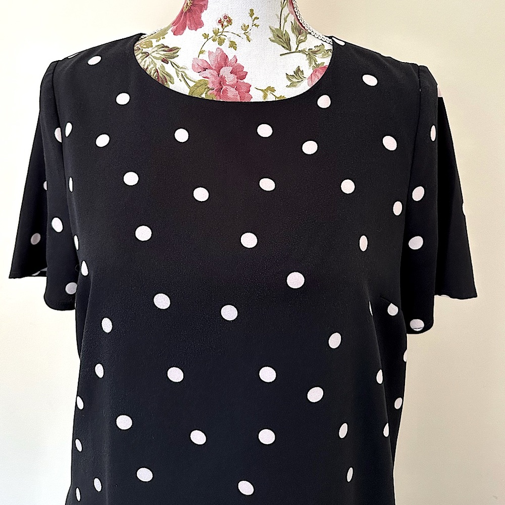 JACQUI E | B & W Polka Dot Shift Dress | Size 10 | Preloved - Picture 5 of 11